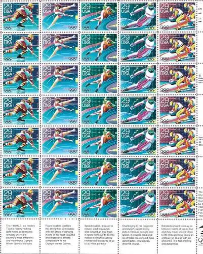 1992 USA, Albertville 92 Nr. 2317-2321 Bogen mit 35 Werten postfrisch **