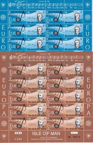 1985 EUROPA CEPT Isle of Man 2 Miniblätter Musik postfrisch **