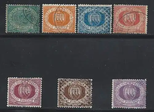 1877-90 SAN MARINO, Nr. 1/7 komplette Serie gebraucht