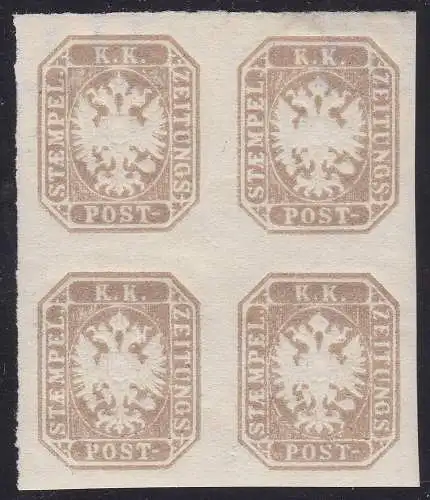 1863 LOMBARDO VENETO, G 11 (1,05 kr.) graubraun QUARTINA 3/** 1/*