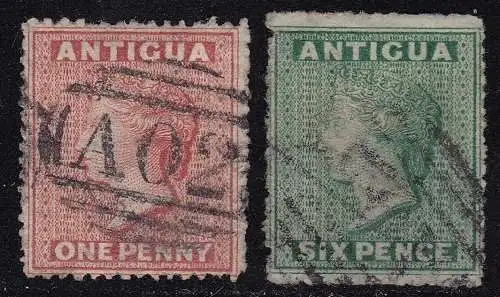 1867 ANTIGUA - SG Nr. 7 + Nr. 9 GEBRAUCHT