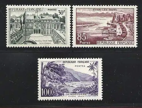 1959 FRANKREICH - Nr. 1192/1194 Touristica 3 Werte MNH/**