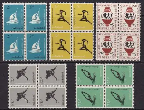 1956 NIEDERLANDE - Olympische Spiele Melbourne Nr. 654/658 5 Werte postfrisch**
