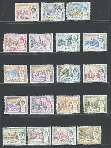 1962-68 BERMUDA - 18 Werte - Stanley Gibbons Nr. 163-179 - postfrisch **