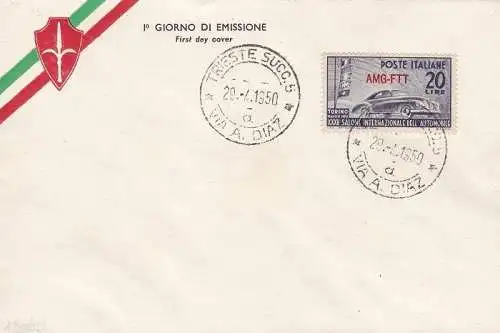 1950 TRIEST A - Nr. 70 auf Ersttagsumschlag NICHT GEREIST