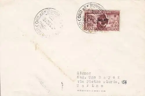 1950 TRIEST A - Nr. 80 auf Ersttagsumschlag REISE nach Turin