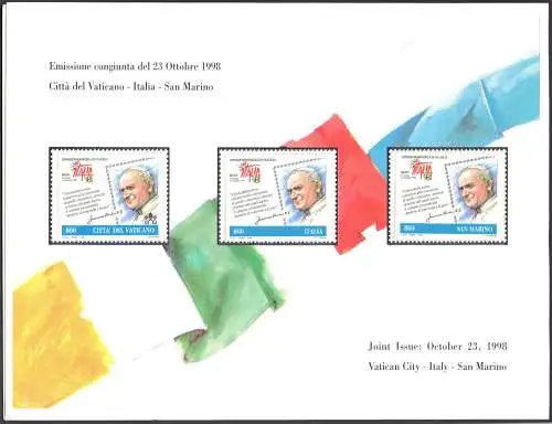 1998 Folder Vatikan San Marino Italien Tag der Briefmarke und des Sammelns postfrisch **