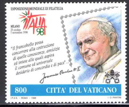 1998 Vatikan - Gemeinsame Ausgabe mit San Marino und Italien Tag der Briefmarke und des Sammelns - 1 Val MNH **