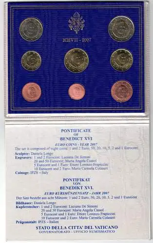 2007 Vatikanstadt, kompletter Jahrgang, FDC