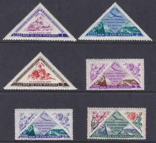1952 SAN MARINO Riccione Philatelistischer Tag PA Nr. 103/108 6 Werte postfrisch**