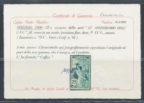 1900 SCHWEIZ, Jubiläum UPU Feinstich, SBHV # 77c/79c, postfrisch**