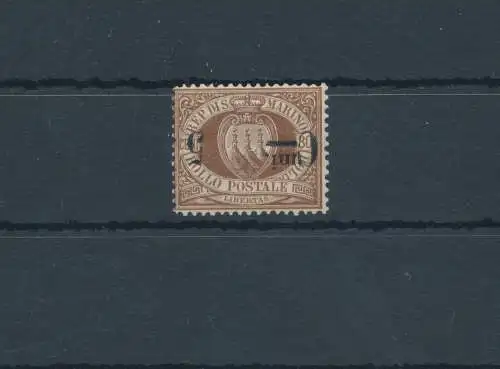 1892 SAN MARINO, Nr. 9a,5 Cent auf 30 Cent braun Wappen - Aufdruck umgedreht - Raybaudi Zertifikat - MNH**