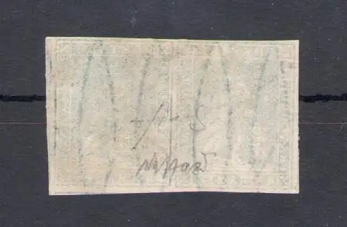 1857 TOSKANA, Nr. 14 - 4 grüne Crazie, filigran 2 Typ, GEBRAUCHTES PAAR, signiert Caffaz