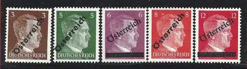 1945 ÖSTERREICH, Hitler Aufdruck Ostereich, Nr. 534/538, postfrisch**