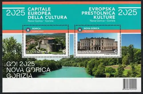 2025 Slowenien, Gemeinschaftsausgabe mit Italien, Gorizia und Nuova Gorica, postfrisch **