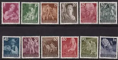 1951 LIECHTENSTEIN, # 251/262, Bauernleben, 12 Werte, postfrisch**