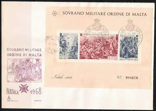 1968 SMOM - BF 1 Weihnachten, Ersttagsumschlag, FDC