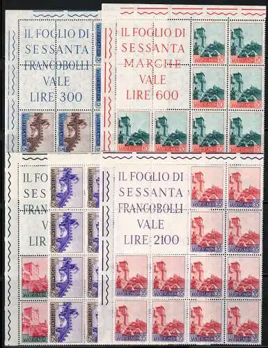 1955 San Marino, Eckblock Ansichten # 17/21, filigrane Sterne I, postfrisch **