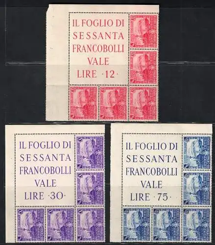 1939 Italien, Königreich, Eckblock Eisenbahnen # 11/13, postfrisch **