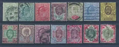 1902 GROSSBRITANNIEN, # 106/117 13 Werte GEBRAUCHTSERIE