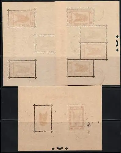 1953 KAMBODSCHA, Yvert n. 4/6, 3 Luftpostzettel, gebraucht