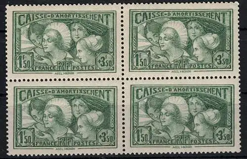 1931 FRANKREICH, Amortisationskasse, # 269, Viererblock, postfrisch **