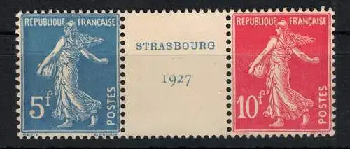 1927 FRANKREICH Nr. 241/242 Philatelistische Ausstellung Straßburg, Triptychon, postfrisch **