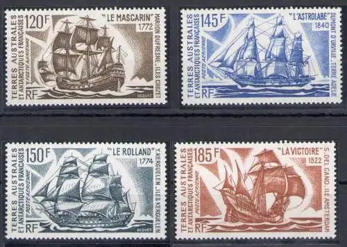 1974 TAAF, FRANZÖSISCHE ANTARKTIS, Schiffe, Luftpost Yvert Katalog Nr. 30-33, postfrisch **