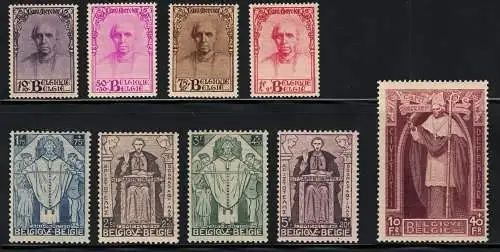 1932 Belgien, # 342/350, Cardinal Mercier, 9 Werte, MH*