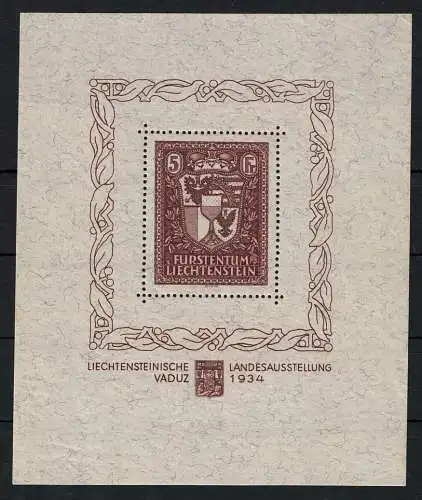 1934 Liechtenstein, Bogen #1, Vaduz, postfrisch**