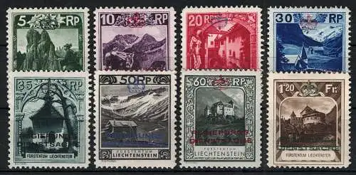 1932 Liechtenstein, Dienst # 1/8, Aufdrucke Regie Rungs Dienstsache, MH*