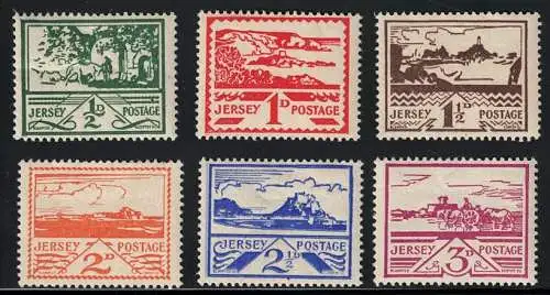 1943 Jersey, Ansichten der Insel, Graue Karte, #3A/8A, postfrisch**