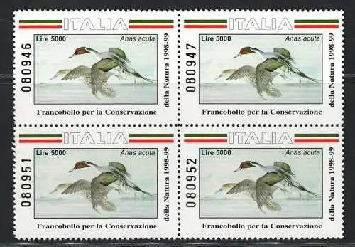 1998-99 Italien, Ente, Anas Acuta, Lire 5.000 Alto Valore, MNH **