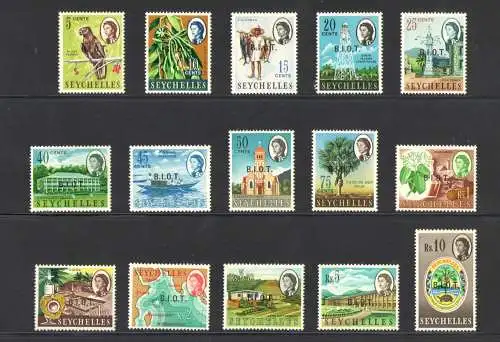 1968 BIOT - BRITISH INDIAN OCEAN TERRITORY, Yvert n. 1-15, MNH **
