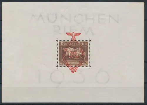 1937 Deutschland - Reich, Bogen Nr. 7, Roter Aufdruck AUGUST, 1937, MÜNCHEN RIEM - POSTFRISCH **