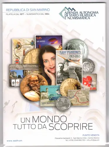 2013 San Marino, offizielles Jahresbuch der philatelistischen Ausgaben, Briefmarken, Bogen - postfrisch **