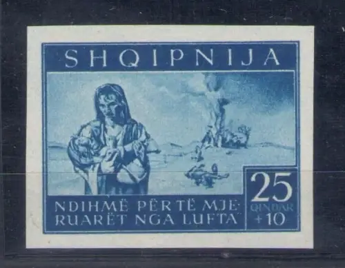 1944 Albanien Occ. Deutsch, Nr. 18A - Ungezähnt und rückseitig abziehbar - MNH** - RAR