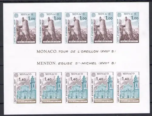 1977 Monaco, Yvert 13a - Europa Cept Bogen - ungezähnt - postfrisch **