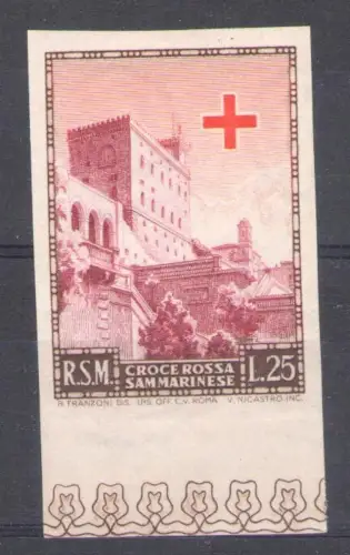 1951 San Marino, Nr. 369a Rotes Kreuz ungezähnt - postfrisch ** SORTE
