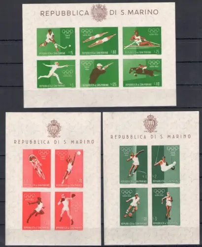 1960 San Marino, BF N. 19/21 - 3 Olympische Zettel - postfrisch **
