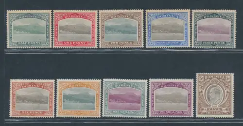 1903-07 Dominica, Stanley Gibbons n. 27/36, Serie mit 10 Werten, MH*