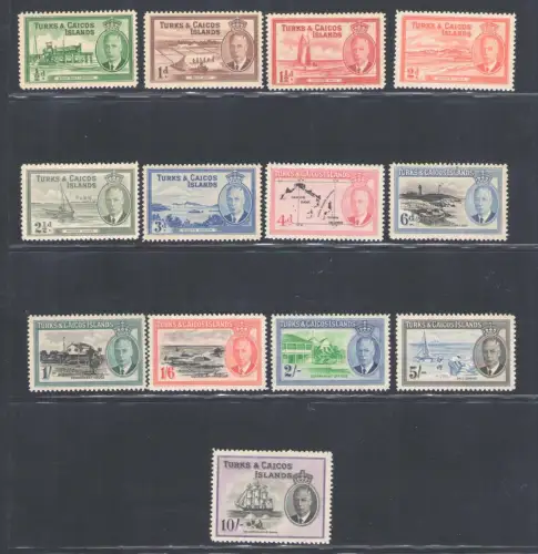 1950 TURKS AND CAICOS, Nr. 221/233 - 13 Werte - postfrisch **