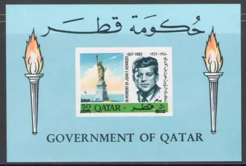 1966 QATAR - SG. MS 124 - Kennedy - ungezähnter Bogen - postfrisch **