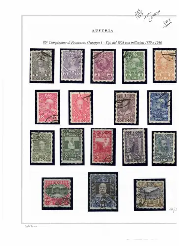 1910 ÖSTERREICH - Nr. 119/135 Francesco Giuseppe, komplette Serie gebraucht