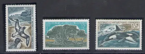 1969-70 TAAF - FRANZÖSISCHE ANTARKTIS - Flora und Fauna - Luftpost Yvert Katalog Nr. 28-30 - 3 Werte - MNH **