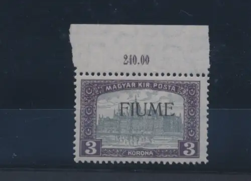 1918-19 Fluss, Nr. 19, 3k. violett und grau postfrisch**