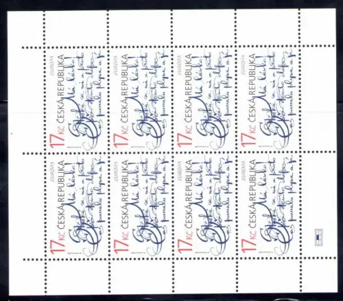 2008 EUROPA CEPT Tschechische Republik, , La Lettera, 1 Kleinbogen mit 8 Werten, postfrisch **