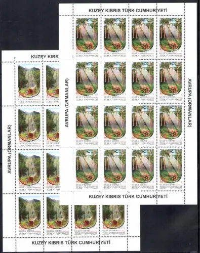 2011 EUROPA CEPT Türkisches Zypern 2 Kleinblätter mit 16 Werten, Die Wälder, postfrisch **