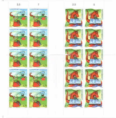 2010 EUROPA CEPT Luxemburg, 2 Kleinblätter mit 10 Werten Kinderbücher postfrisch **