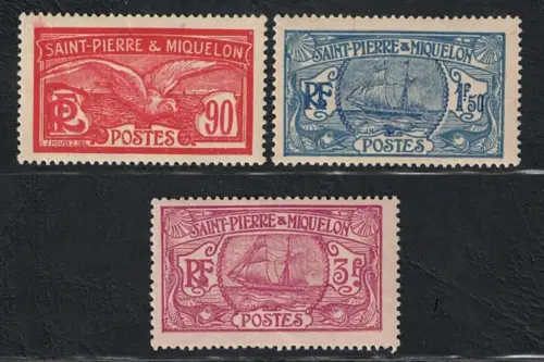 1930 Saint Pierre et Miquelon, Yvert # 129/31 MH*